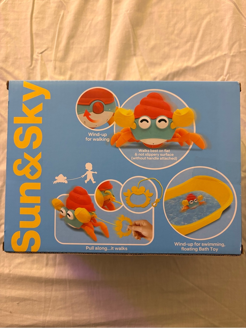 Sun & Sky Orange & Yellow Wind-Up Crab Bath & Walk Toy